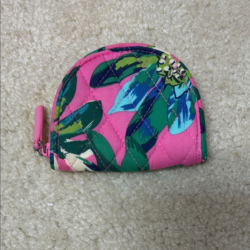Vera Bradley Pink and Green Quilted Pouch
